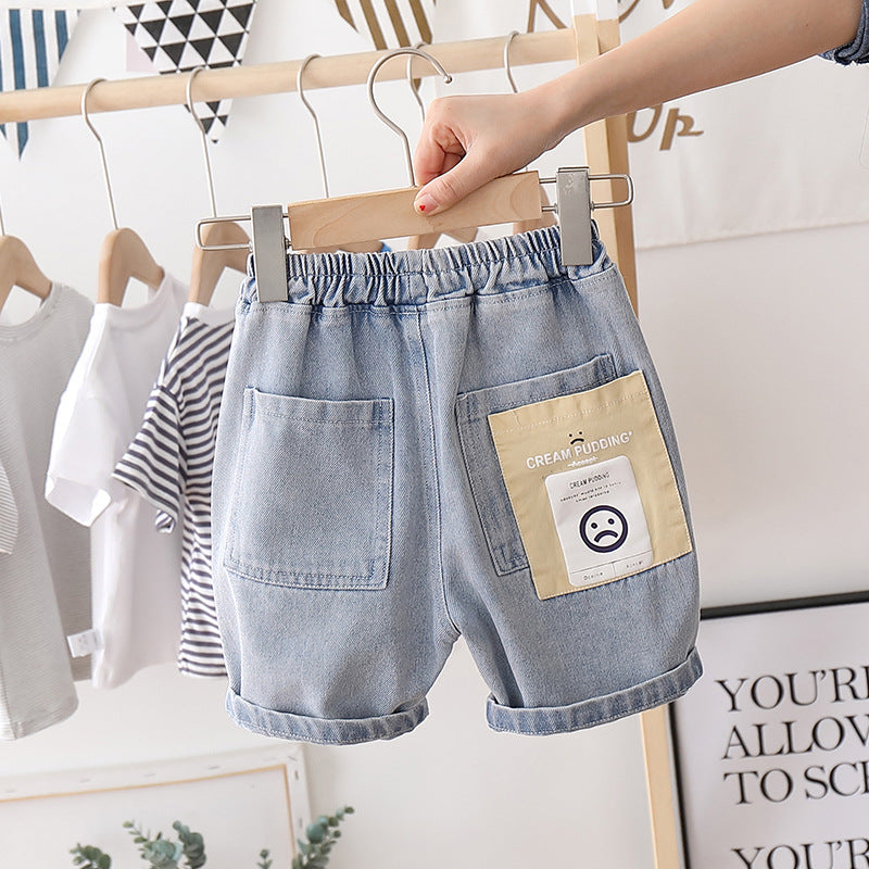 Children Boys’ Dinosaur Cartoon Denim Shorts for Summer