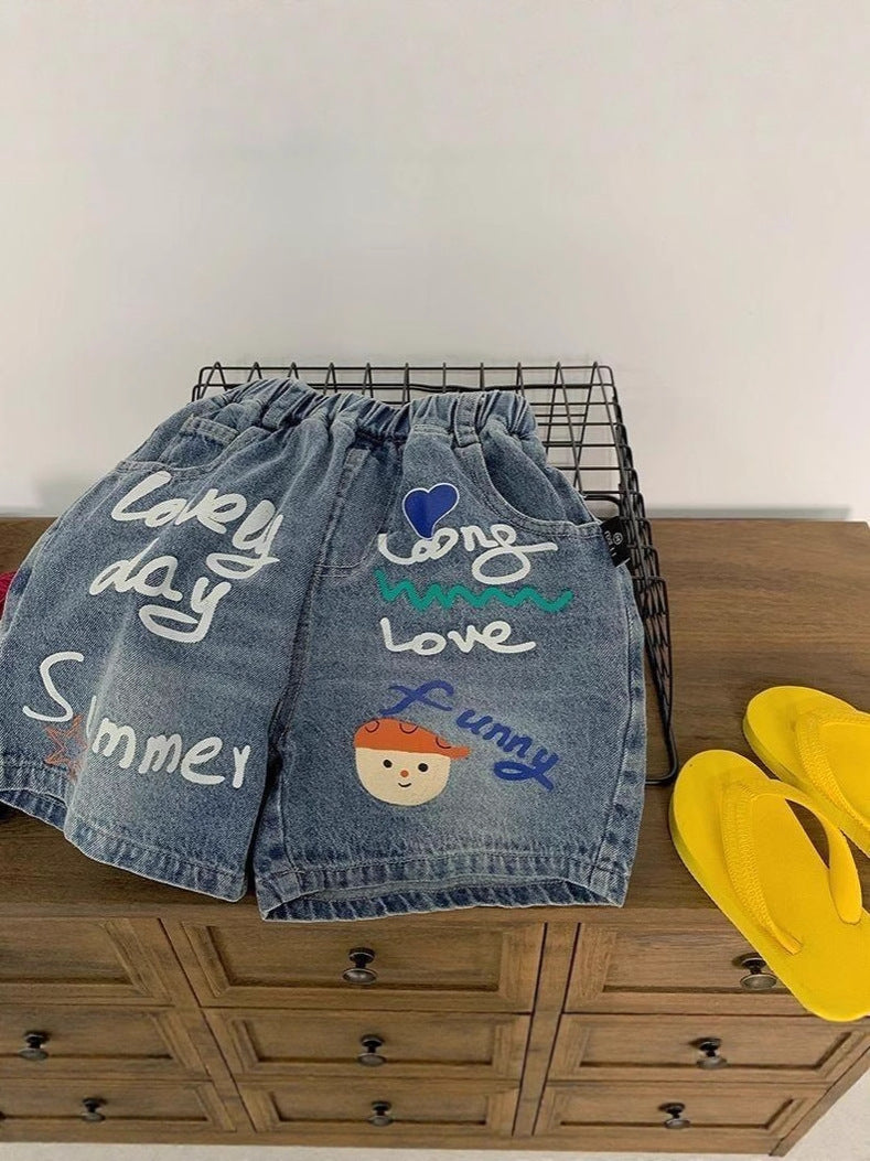 Children Boys’ Cartoon Denim Shorts for Summer