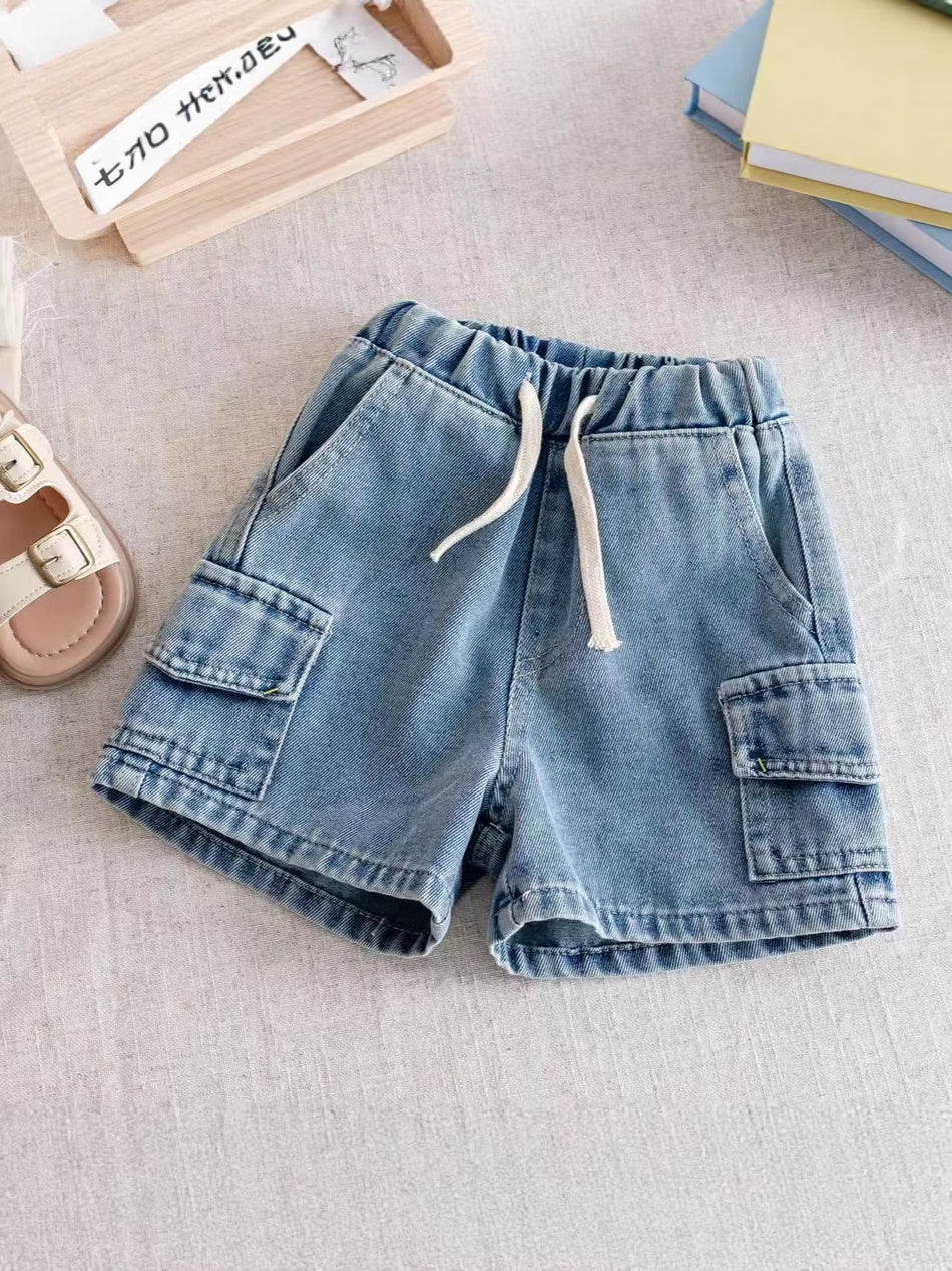 Children Boys’ Denim Five-Quarter Shorts for Summer