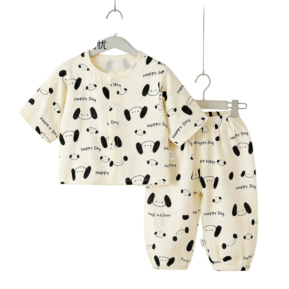 Baby Cotton Gauze Pajama Set Breathable Summer Homewear Outfit