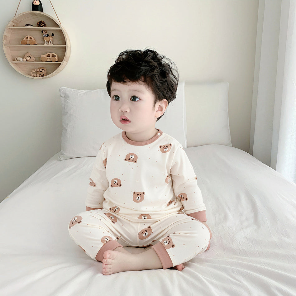 Baby Cotton Thermal Underwear Set High Waist Warm Two-Piece Outfit