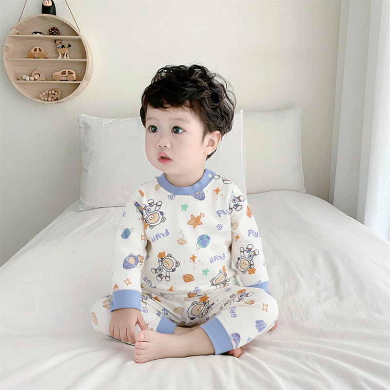Baby Cotton Split Pajama Set High Waist Thermal Homewear Outfit