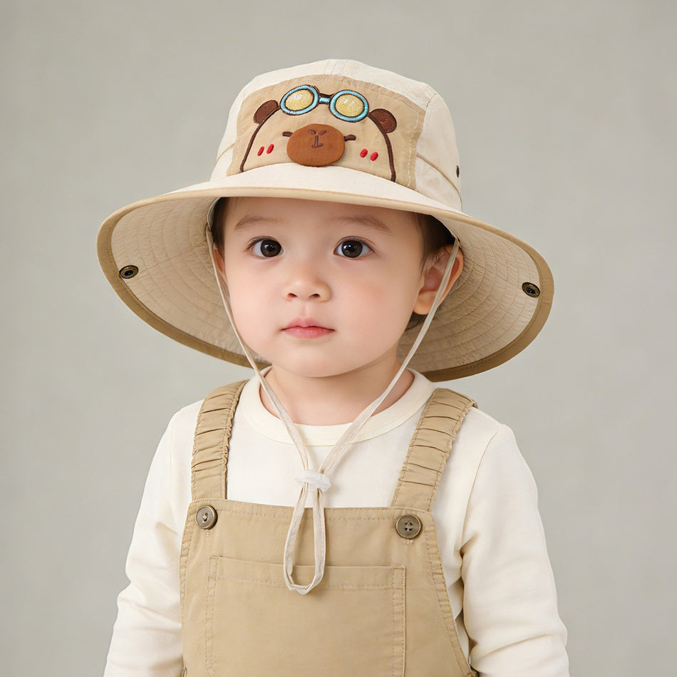 Kids Wide Brim Fisherman Hat Sun Protection Outdoor Bucket Cap