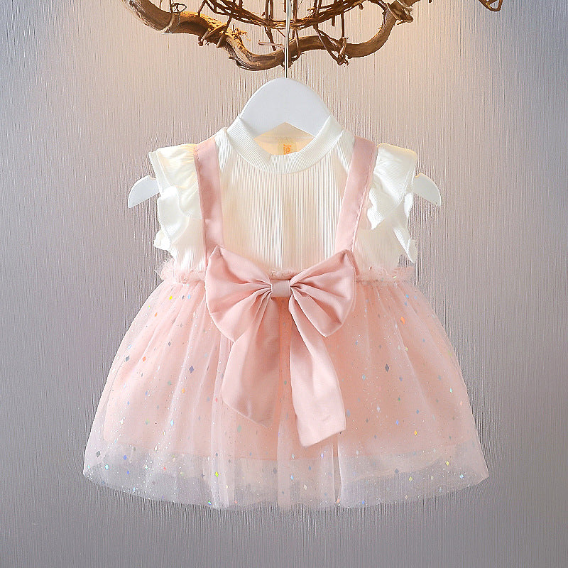 Girls Cotton A-Line Princess Dress Summer Casual Elegant Skirt