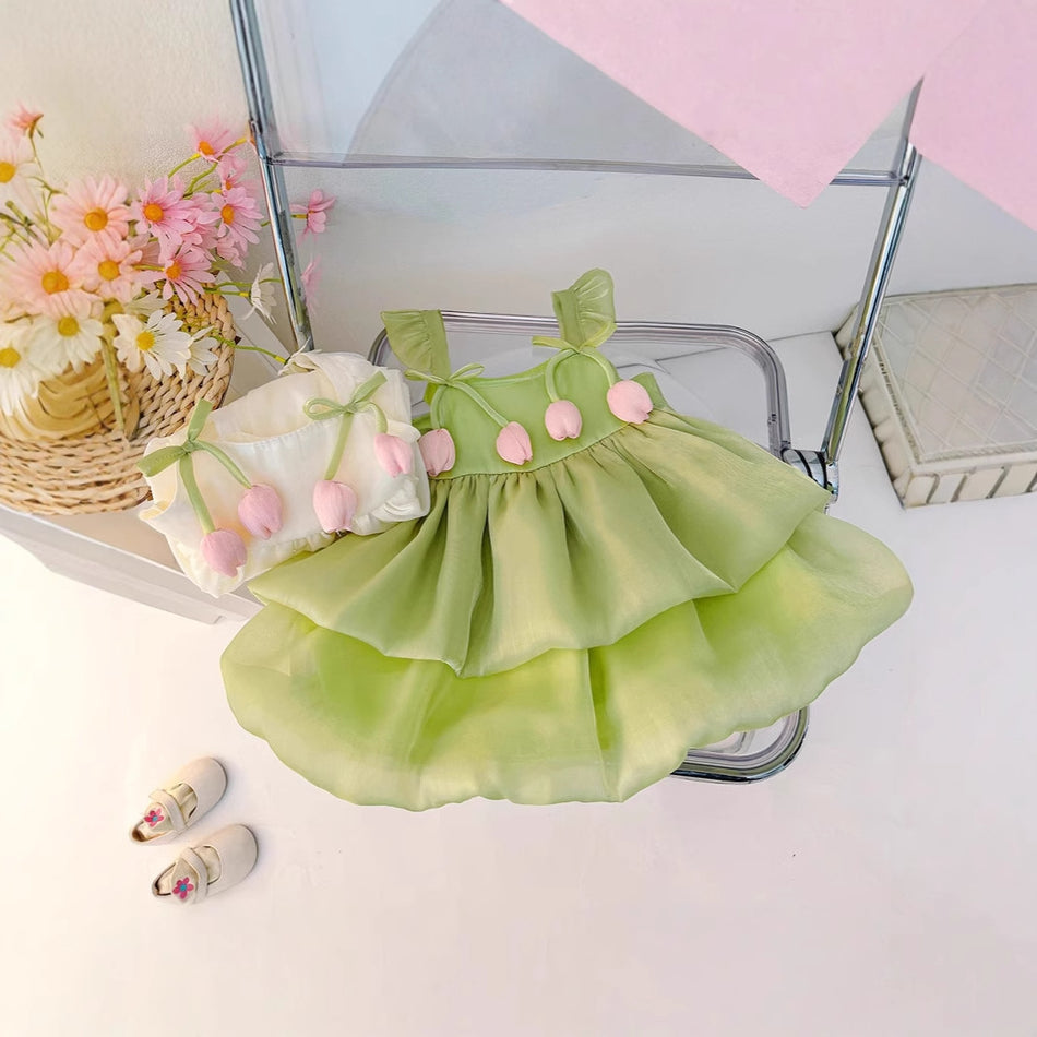 Baby Girl Cotton Princess Sling Dress Summer A-Line Skirt