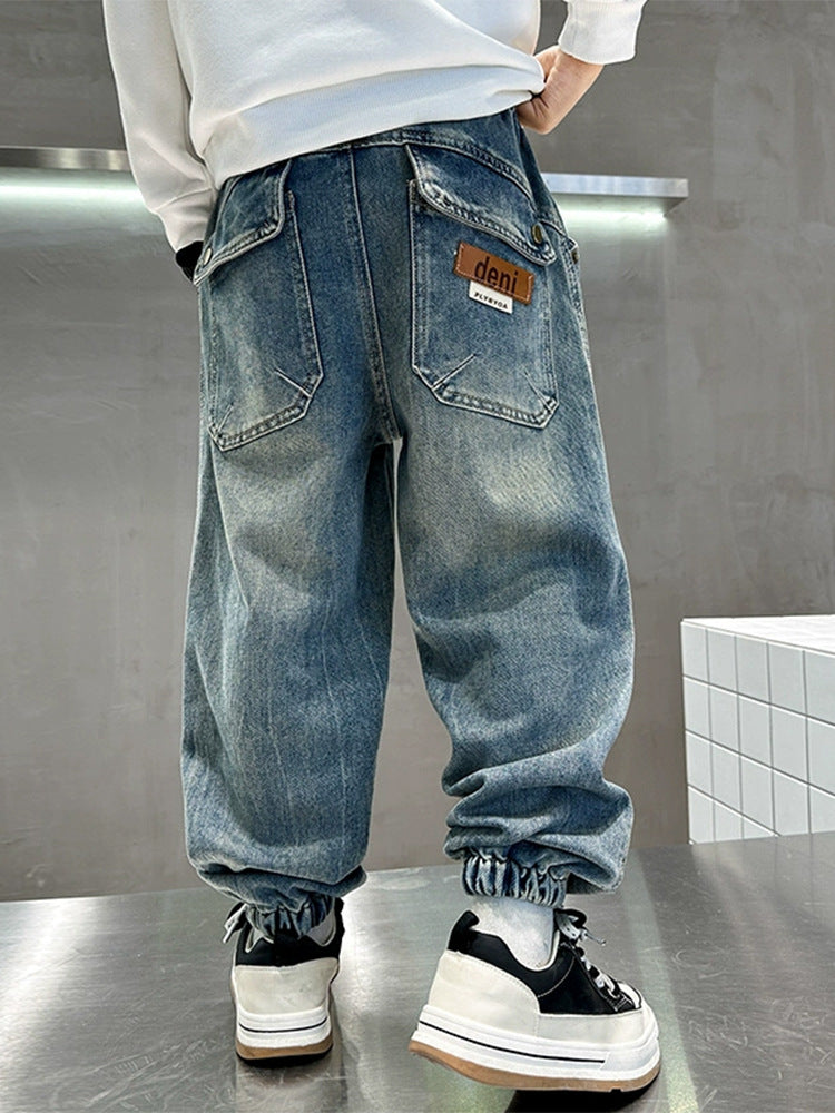 Boys' Straight-Leg Denim Trousers | Spring and Autumn Jeans