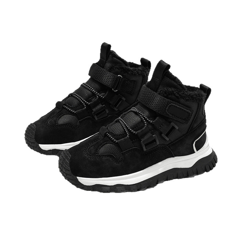 Girls' Fleece-Lined Mid-Top Sneakers | Warm Winter Travel Shoes