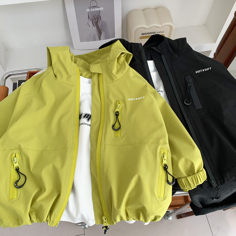 Boys Hooded Casual Windbreaker Jacket Korean Style Kids Coat