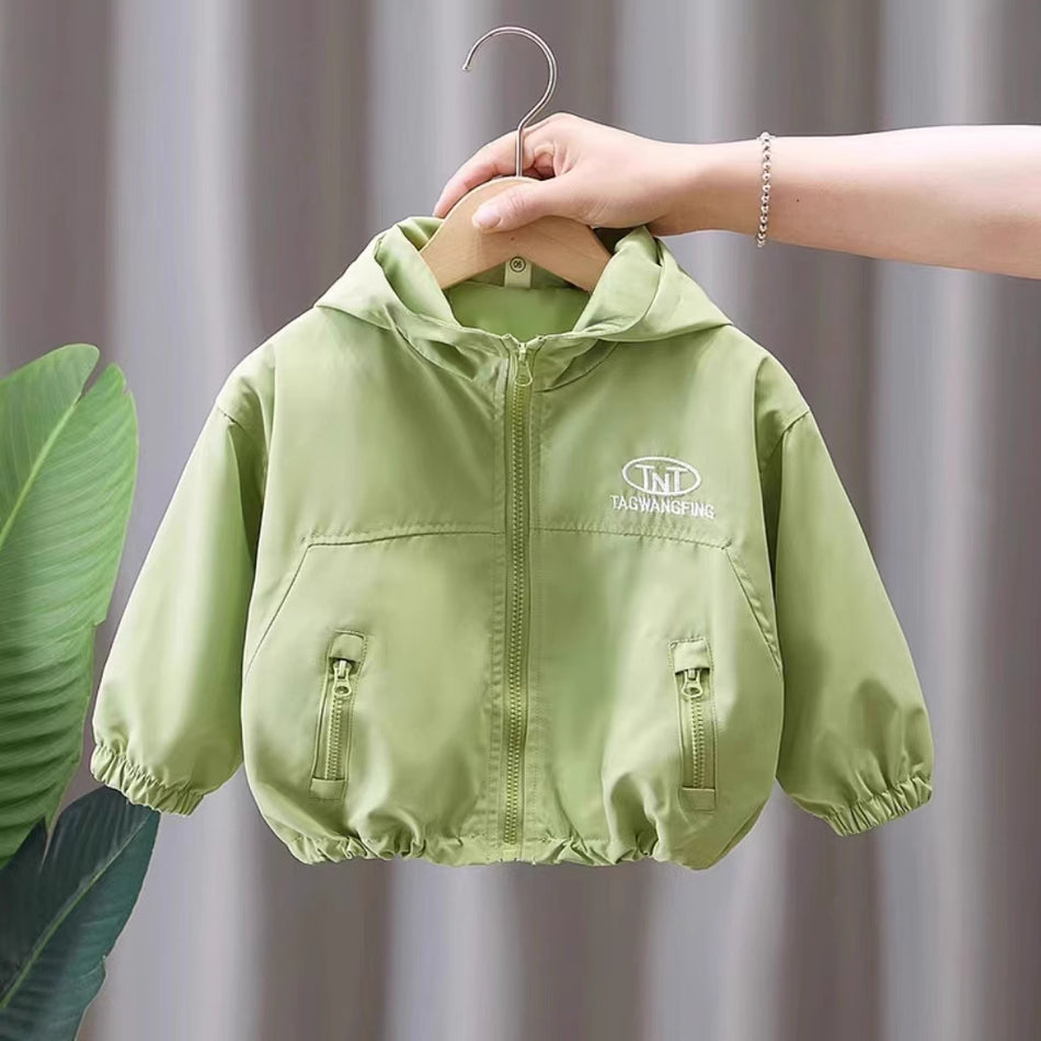Boys Hooded Outdoor Windbreaker Jacket Korean Style Coat