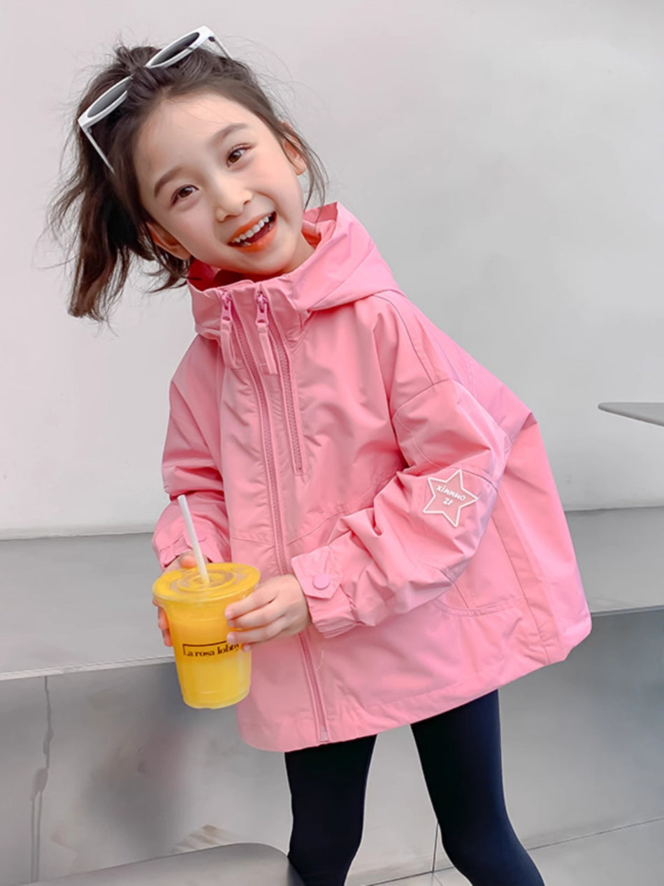Girls Hooded Korean Style Windbreaker Spring Jacket