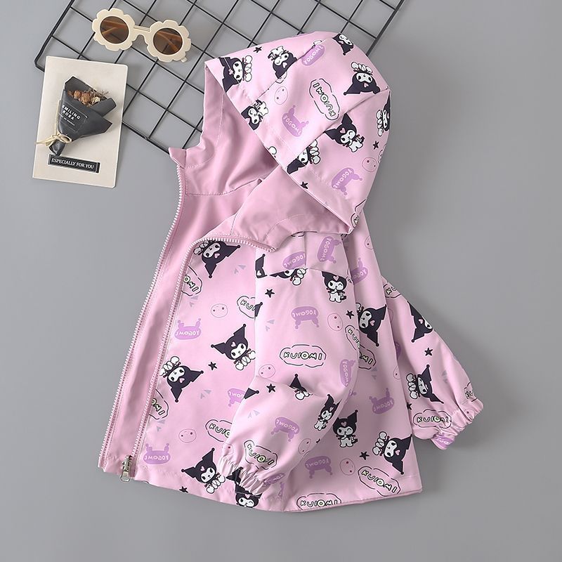 Girls Reversible Hooded Jacket Spring Trendy Windbreaker Coat