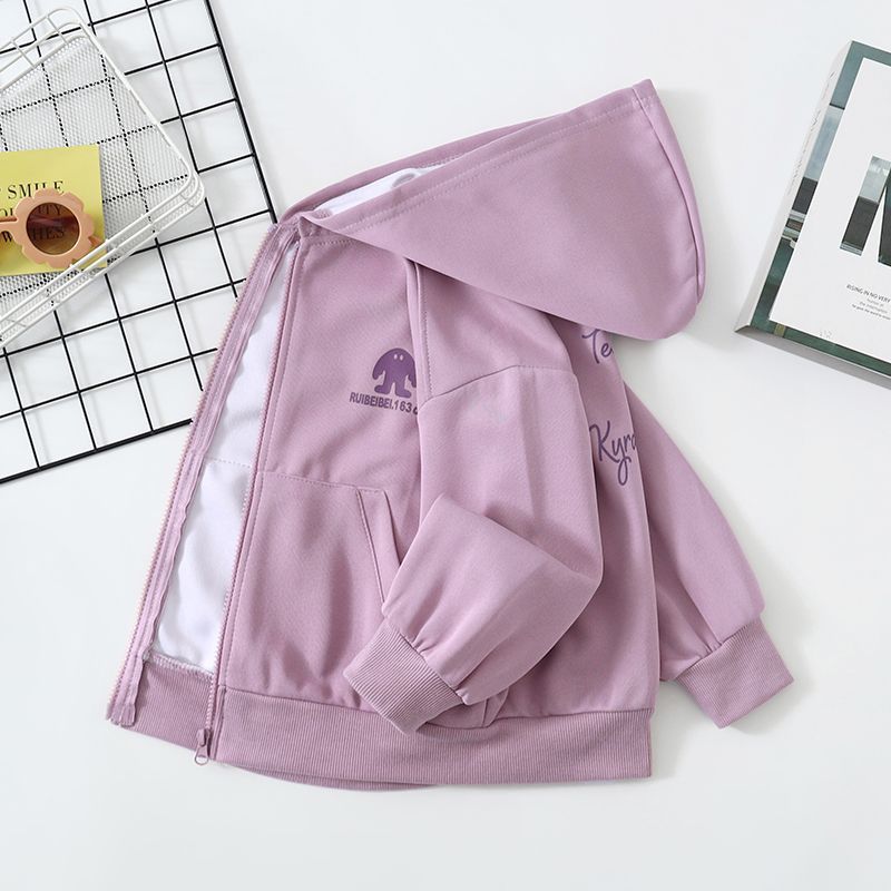 Girls Hooded Windbreaker Jacket Spring Stylish Zip Coat