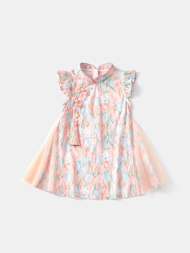 Girls New Chinese Cheongsam Princess Dress Summer Birthday Outfit