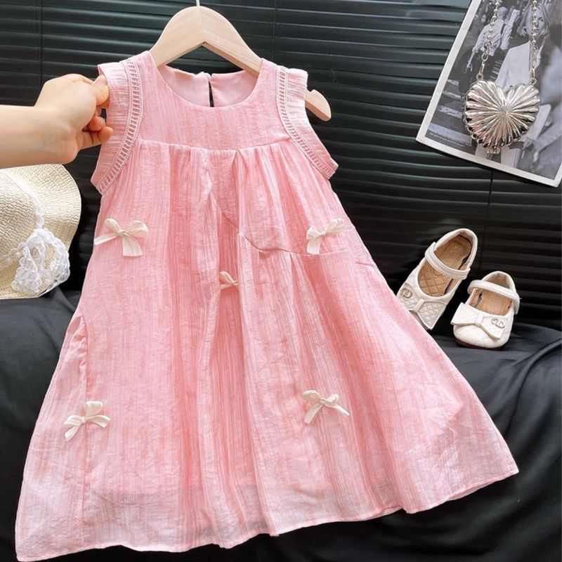 Girls Korean Bow Sundress Princess Summer Vest Dress Outfit