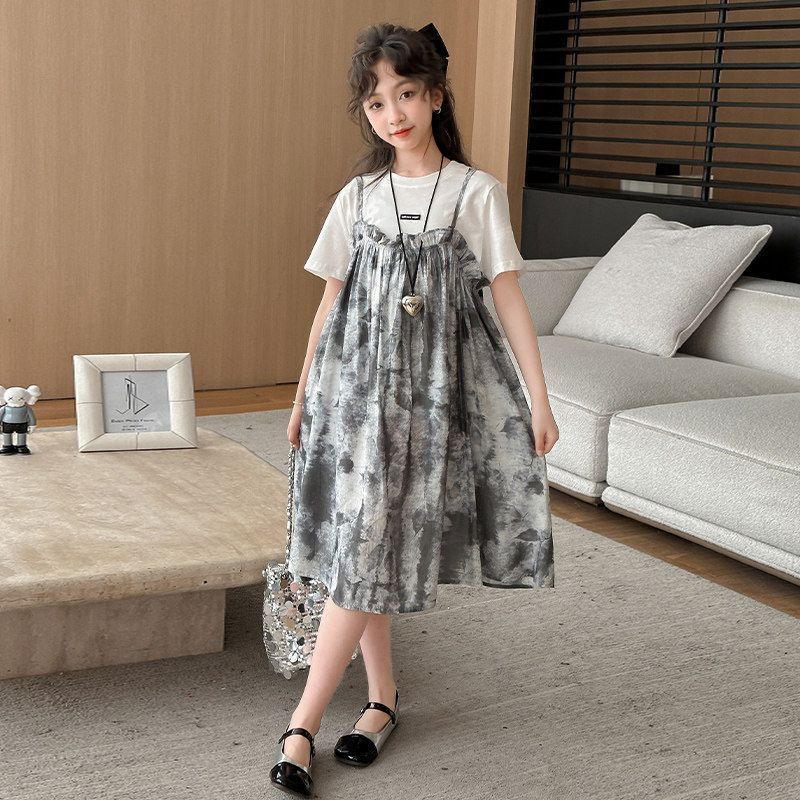 Girls Tie-Dye Princess Beach Dress Long Summer Fairy Outfit