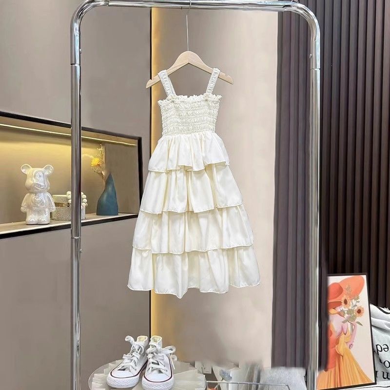 Girls Suspender Cake Dress Western Style Summer Princess Outfit