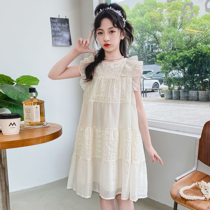 Girls Chiffon Suspender Princess Dress Summer Patchwork Outfit