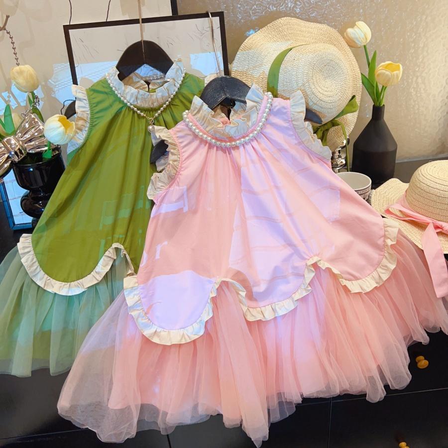 Girls Sleeveless Mesh Ruffle Princess Dress Summer Kids Outfit