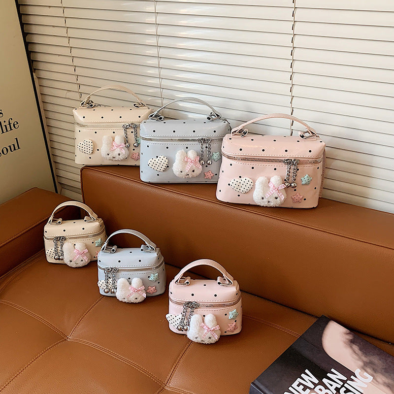 Girls Bunny Print Polka Dot PU Messenger Hand Bag Cute
