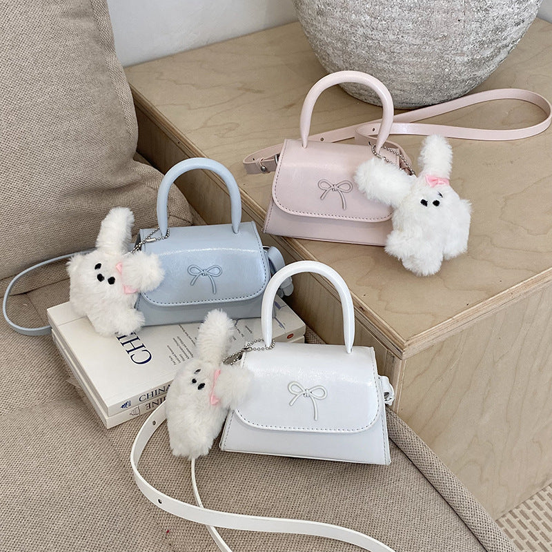 Girls Bowknot Crossbody Handbag Sweet PU Shoulder Bag