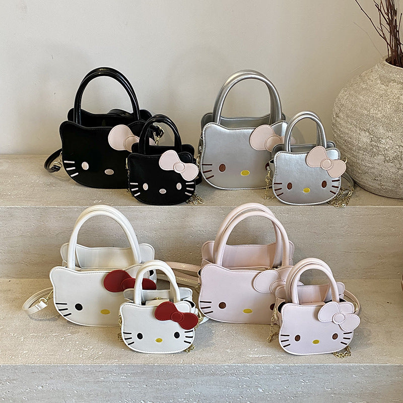 Girls Cartoon Cat Chain Crossbody Handbag Cute PU Bag