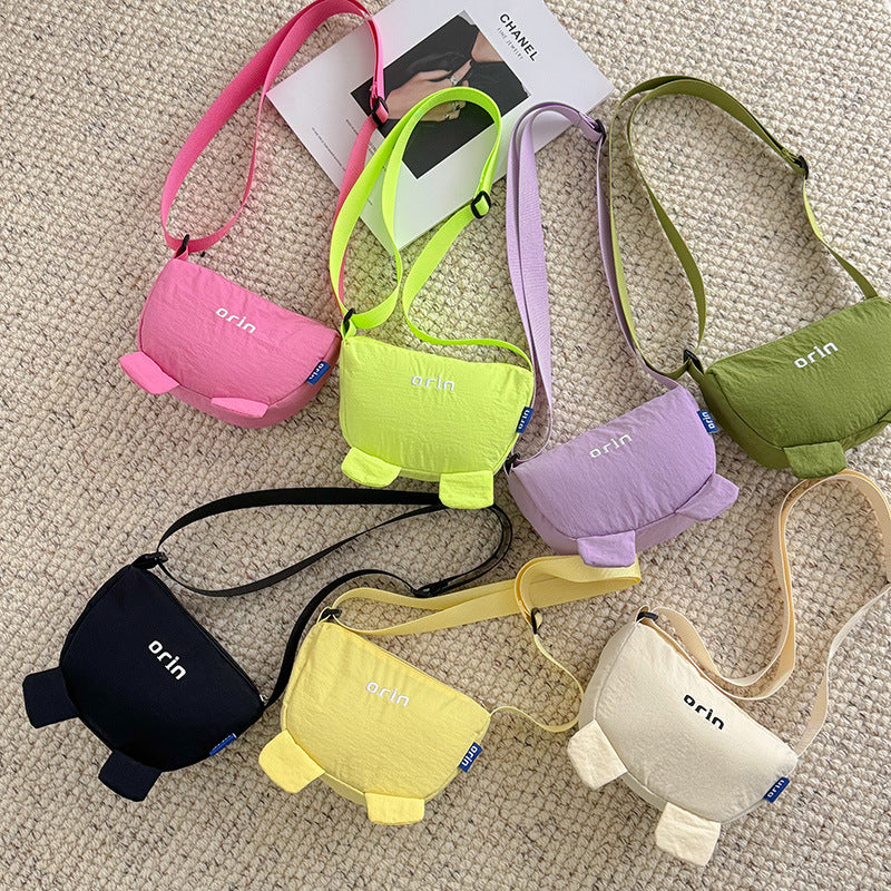 Kids Candy Color Nylon Crossbody Coin Shoulder Bag