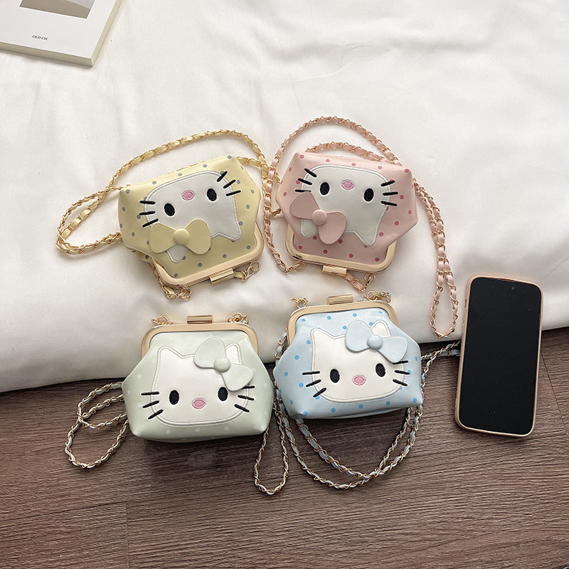 Girls Cat Polka Dot Shell Crossbody Handbag Cute Bag
