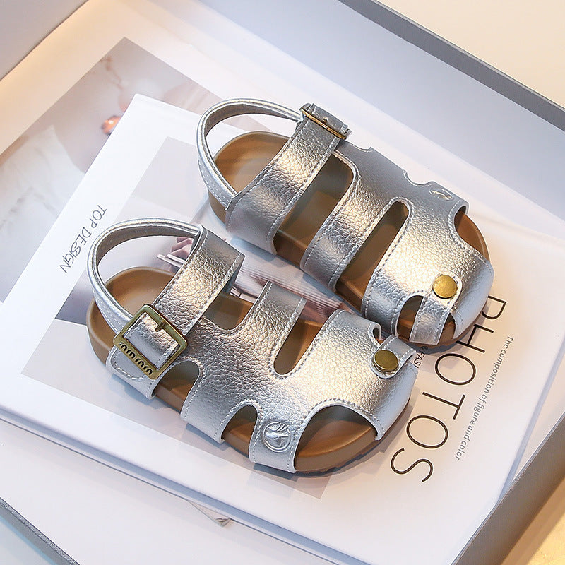 Premium Closed-Toe Leather Summer Sandals for Children