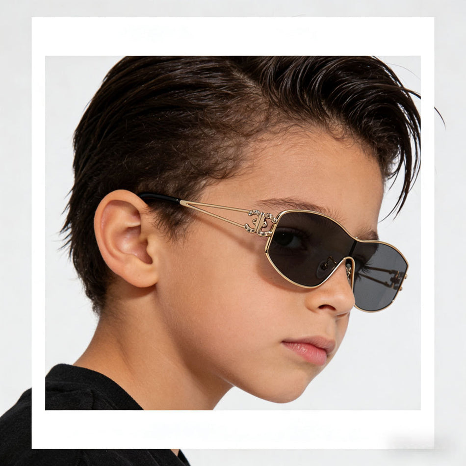 Premium "Old Money" Rhinestone-Embellished Futuristic Cat-Eye Sunglasses for Girls