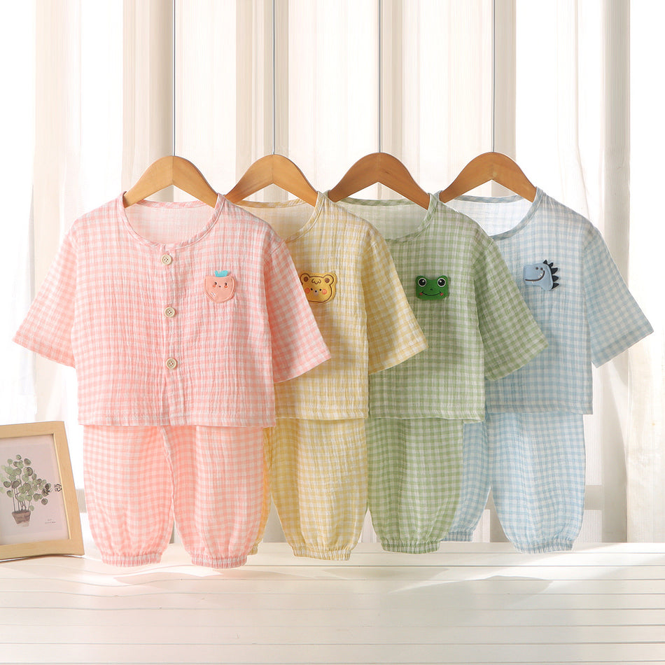 Kids Pure Cotton Gauze Homewear Set Soft Air Conditioning Outfit
