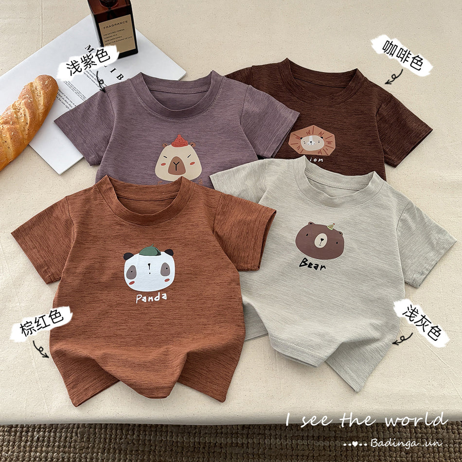 Kids Cartoon Short Sleeve T-Shirt Casual Homewear Top