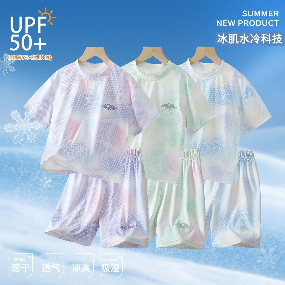 Kids Short Sleeve Shorts Set Breathable Summer Outdoor Sportswear