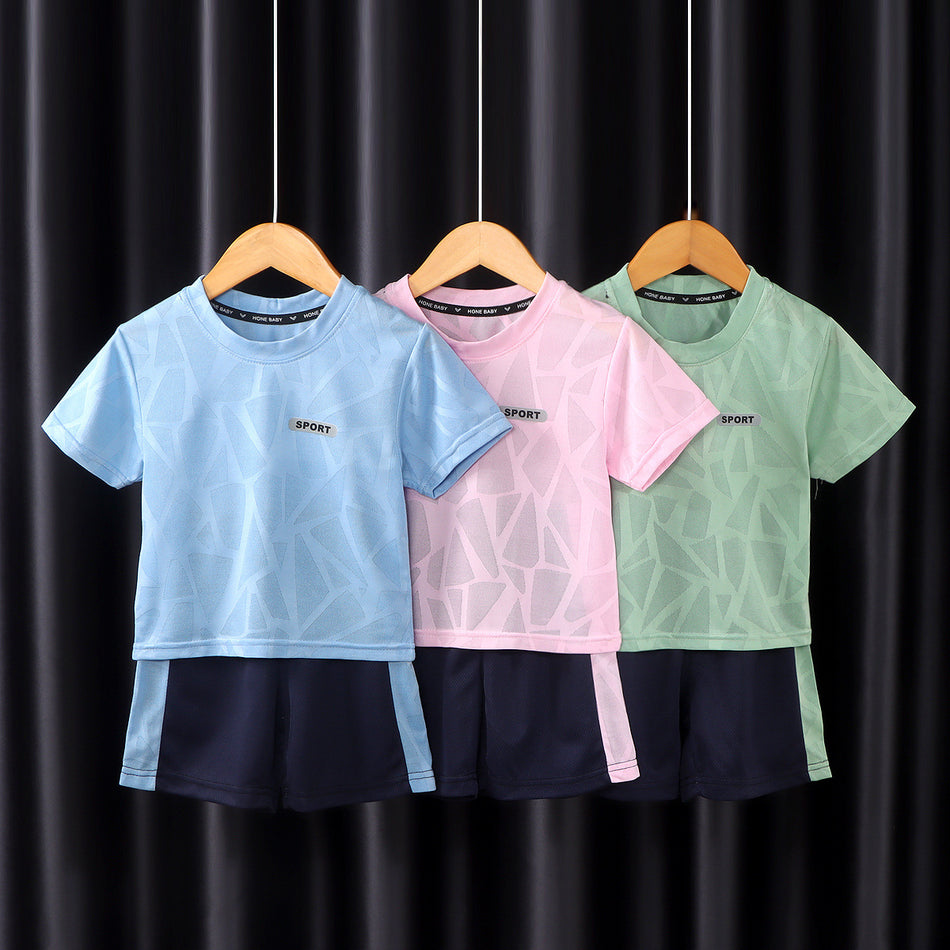 Kids Quick-Dry Sports Set Short Sleeve Shorts Two-Piece Summer Casual Outfit