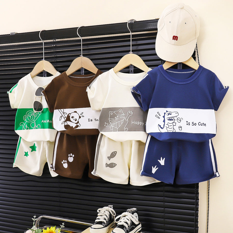 Kids Striped Short Sleeve Set Korean Style Summer T-Shirt Outfit