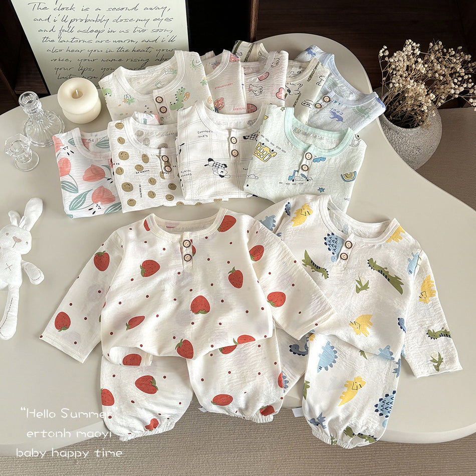 Kids Cloud Cotton Printed Pajama Set Spring Summer Homewear Two-Piece Outfit
