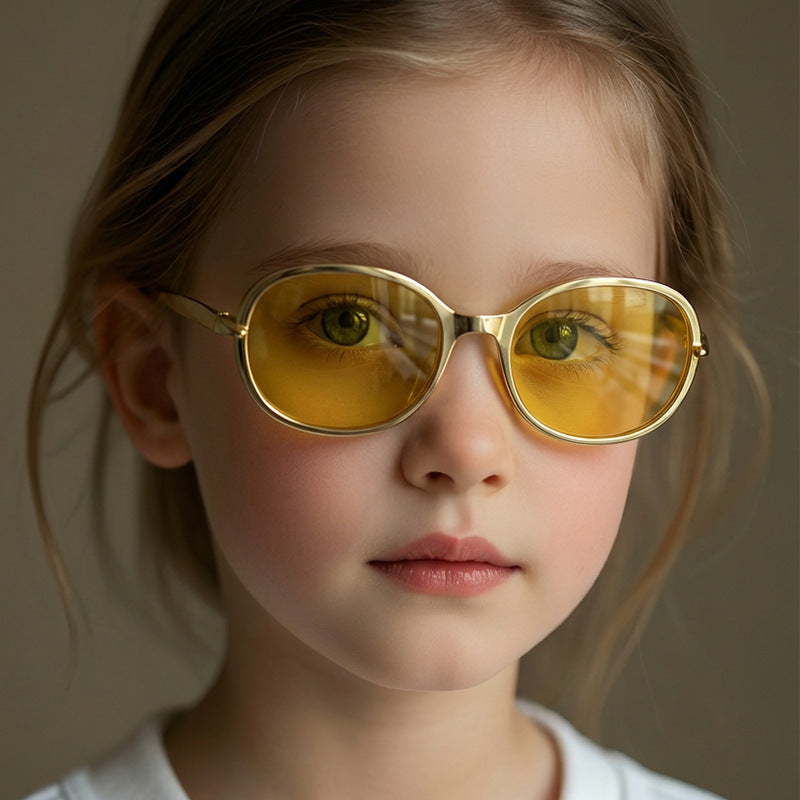 Kids Oval Frame UV375 Sunglasses Cute Stylish Outdoor Shades