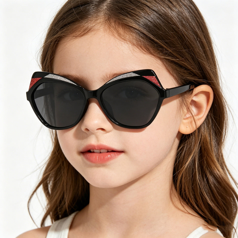 Children’s Irregular Color-Blocked Cat-Eye UV400 Sunglasses