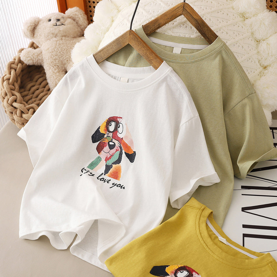 Boys Loose Fit Cotton Blend Short Sleeve Summer T-Shirt