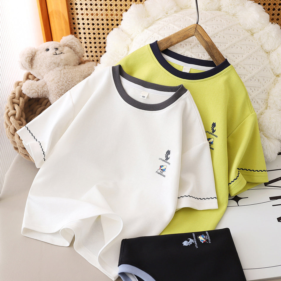 Boys Cotton Spandex Short Sleeve T-Shirt Casual Summer Top