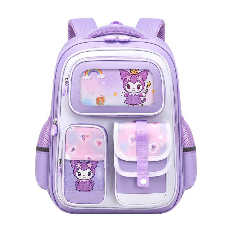 Kuromi Cartoon Spine Support School Backpack for Girls Grades 3–4