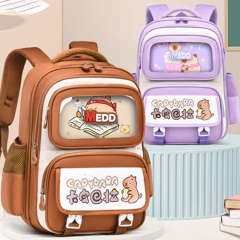 Kids Capibara Cartoon Backpack Large Capacity School Bag