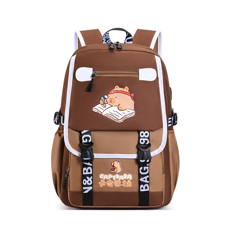 Kids Kapibara Cartoon Backpack Large Capacity School Bag