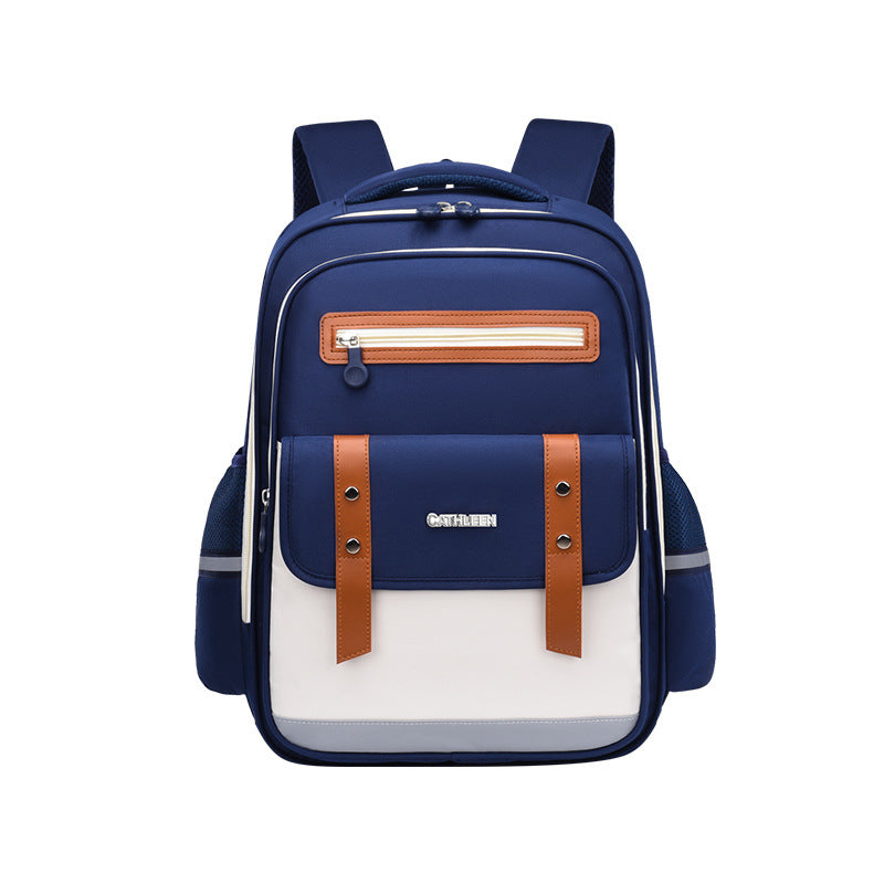Kids British Style Spine Support School Backpack Large Capacity Bag