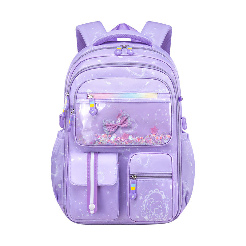Girls Cartoon School Backpack Large Capacity Lightweight Bag
