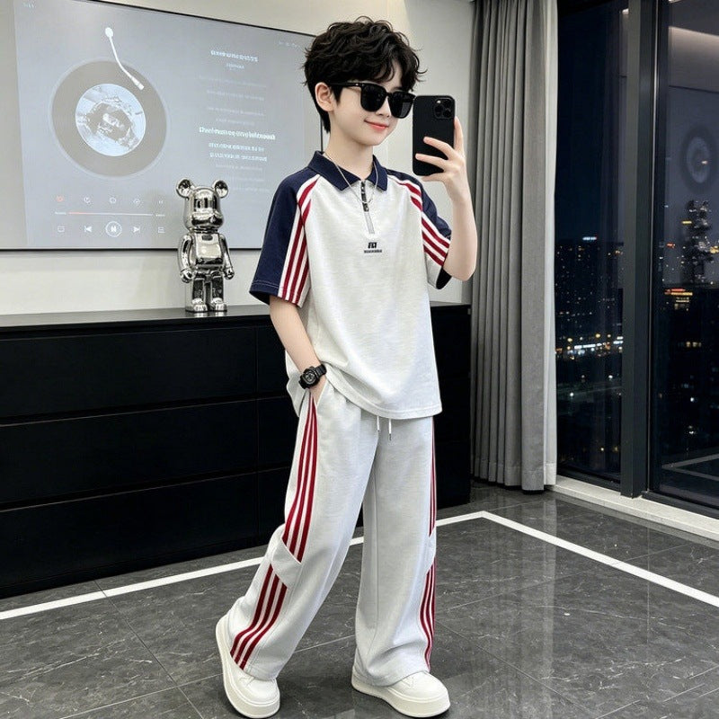 Boys Summer Casual Sports Two-Piece Cotton Set