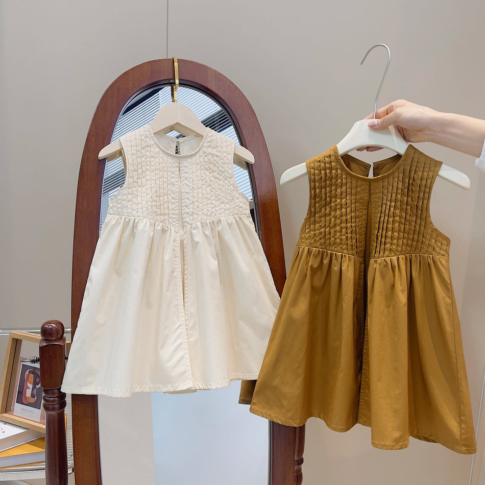 Girls Sleeveless Cotton A-Line Summer Princess Dress