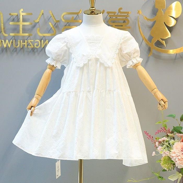 Girls White Lace Hollow Princess A-Line Dress