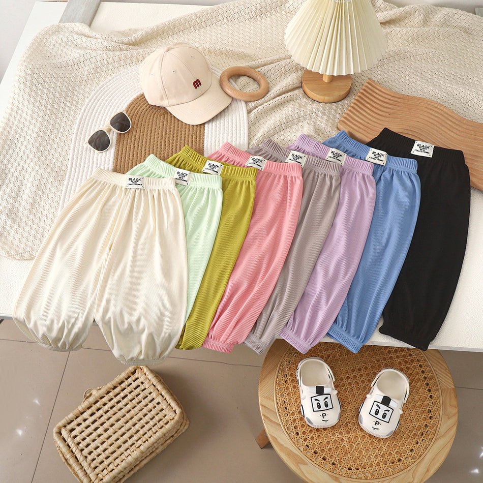 Ice Silk Anti Mosquito Cropped Pants Kids Summer Casual Sports Wear