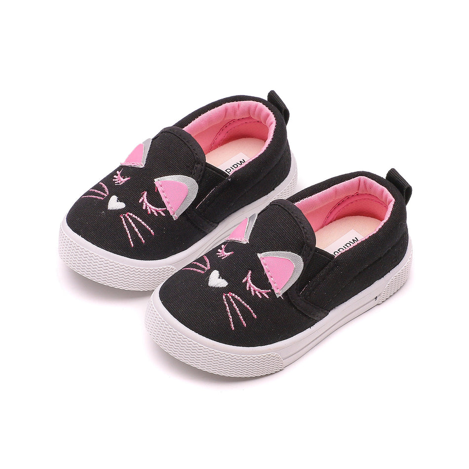 Canvas Casual Shoes Black Flat Sole Student Toddler Sneakers
