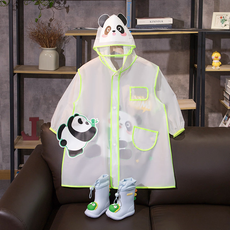 Kids Transparent EVA Raincoat Cartoon Waterproof Hooded Poncho